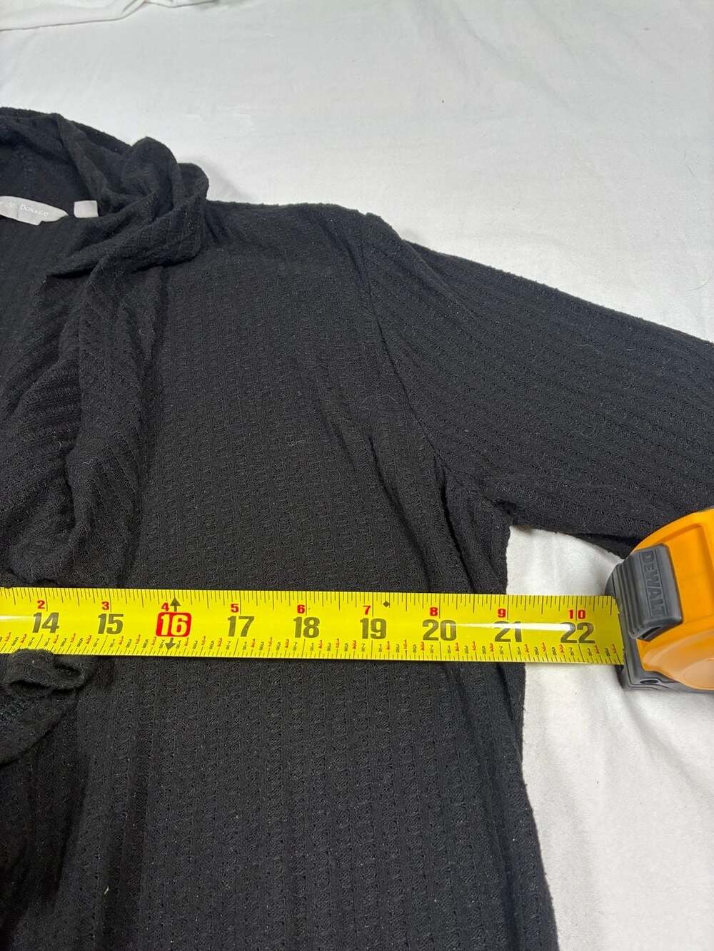 Harmony & Balance Black Ribbed Ruffle Open Front Cardigan - Picture 6 of 7